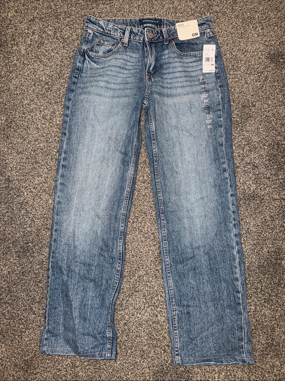 Aeropostale aero low rise baggy Jeans in Medium Blue Wash size 0